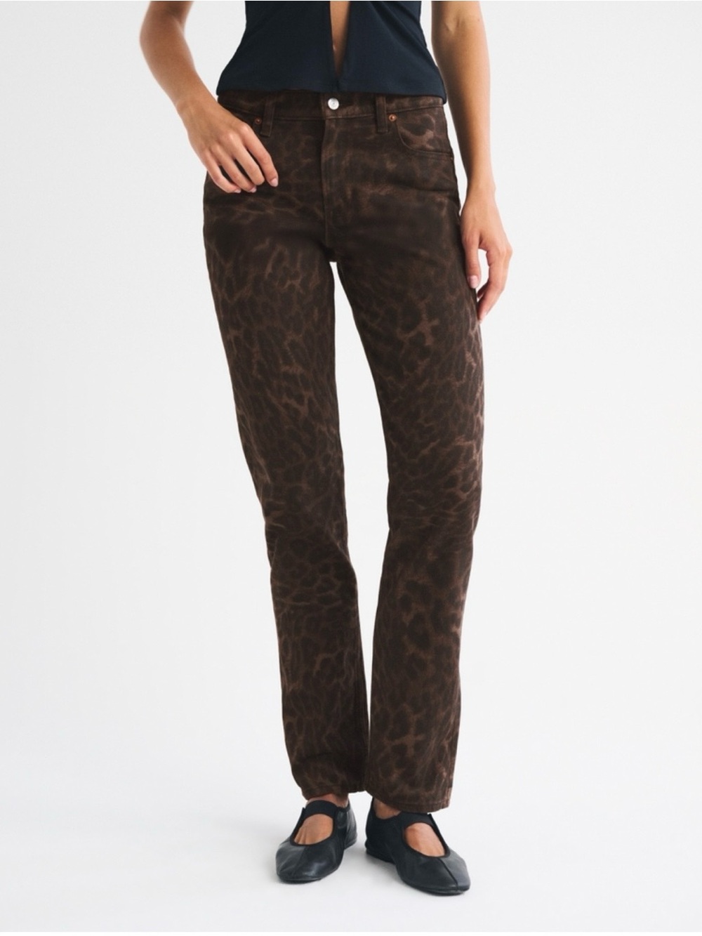 Abercrombie & Fitch baggy low rise animal print jeans